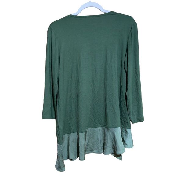 LOGO By Lori Goldstein Womens Size Medium Green Layered Asymmetrical Tunic - Picture 4 of 7